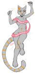  2018 5_fingers anthro breasts cat clothed clothing digital_media_(artwork) featureless_breasts feline female kaitycuddle mammal midriff navel nude ribbons skimpy smile solo yellow_eyes 