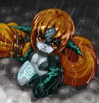 2007 anthro big_breasts black_body breasts elazuls-core female hair high-angle_view humanoid imp kneeling lonely long_hair looking_up midna nintendo nipples orange_hair outside pointy_ears raining red_eyes sad shortstack shortstack_female slightly_chubby slightly_chubby_anthro slightly_chubby_female snaggle_tooth solo the_legend_of_zelda thick_thighs twili twilight_princess water wet wet_body wide_hips yellow_sclera