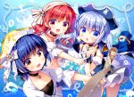  :d anchor bandana bare_shoulders black_choker blue_eyes blue_hair brooch chestnut_mouth chimame-tai choker collarbone commentary_request detached_sleeves eyebrows_visible_through_hair fang gem gochuumon_wa_usagi_desu_ka? hair_between_eyes hair_ornament hat index_finger_raised jacket_on_shoulders jewelry jouga_maya kafuu_chino long_hair looking_at_viewer map multiple_girls natsu_megumi navel open_mouth pirate_hat pointing puffy_detached_sleeves puffy_sleeves red_eyes red_hair rope sasai_saji short_hair smile tricorne twintails wrist_cuffs x_hair_ornament yellow_eyes 