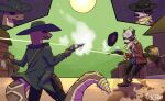 absurd_res anthro black_sclera blood blood_splatter bodily_fluids boots brown_body brown_fur brown_scales bullet bullet_wound clothing cowboy cowboy_boots cowboy_hat cutaway duel duo english_text footwear fur green_sky gun gunslinger handgun hat headgear headwear hi_res holding_object holding_weapon huge_filesize male mammal morgan_freeman outlaw pit_viper procyonid raccoon ranged_weapon rattlesnake reptile revolver scales scalie shoes shooting sky snake spurs sun text viper wanted_poster waschbar waschbar_(character) weapon