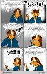  absurd_res brown_hair canine comic dialogue dog hair hi_res jackywind male mammal simple_background text 
