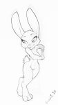  black_and_white crombie disney female hi_res judy_hopps lagomorph line_art mammal monochrome nipples nude pussy rabbit simple_background solo white_background zootopia 