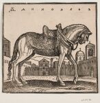 1582 16th_century absurd_res ambiguous_feral ambiguous_gender ancient_art building city city_background cityscape dated detailed_background equid equine feral halter hatching_(art) hi_res hooves horse latin_text leash mammal mane melchior_lorck monochrome outside public_domain quadruped saddle shaded side_view signature solo standing tail text tower traditional_media_(artwork) translated unguligrade wall_(structure)
