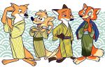  &quot;honest&quot;_john_foulfellow 2018 anthro black_nose br&#039;er_fox canine clothed clothing disney fox fur group hi_res male mammal nick_wilde robin_hood robin_hood_(disney) simple_background song_of_the_south uochandayo zootopia 