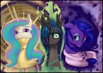  2014 changeling equine eyewear female feral friendship_is_magic glasses group horn mammal my_little_pony nivrozs princess_celestia_(mlp) princess_luna_(mlp) queen_chrysalis_(mlp) unicorn 