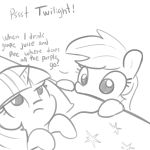  2018 annoyed bed better_version_at_source duo english_text equine female feral friendship_is_magic greyscale hair horn horse mammal monochrome my_little_pony pony rainbow_dash_(mlp) simple_background text tjpones twilight_sparkle_(mlp) unicorn white_background 