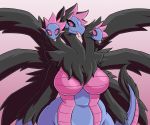  2018 anthro anthrofied big_breasts breasts dragon female fur hydreigon looking_at_viewer nintendo nude pok&eacute;mon pok&eacute;mon_(species) rakkuguy smile solo tongue video_games voluptuous wide_hips 