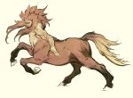  1boy bakushi_(smys2017) bara biceps centaur closed_mouth commentary_request from_side full_body hooves horse_tail jinba looking_to_the_side male_focus matsukaze_(jinba) muscular muscular_male second-party_source tail taur topless_male 