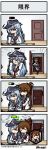  &gt;_&lt; 4koma anchor_symbol bangs black_hat black_sailor_collar black_skirt blue_eyes blue_hair blush brown_eyes brown_hair cellphone closed_eyes closed_mouth comic commentary door eighth_note eyebrows_visible_through_hair flat_cap flying_sweatdrops folded_ponytail hair_between_eyes hair_ornament hairclip hat heart hibiki_(kantai_collection) highres holding holding_cellphone holding_hands holding_phone ikazuchi_(kantai_collection) inazuma_(kantai_collection) indoors interlocked_fingers kantai_collection lightning_bolt long_hair multiple_girls musical_note open_door open_mouth phone pleated_skirt pun raythalosm recharging sailor_collar school_uniform serafuku shirt silent_comic sitting skirt smile steam taking_picture tears translated twitter_username v-shaped_eyebrows very_long_hair white_shirt yuri 