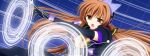  1girl 2000s_(style) :o angry black_gloves brown_eyes brown_hair elbow_gloves game_asset gloves headphones lady_lily long_hair magic_circle magical_girl mahou_senshi_(series) mahou_senshi_lemmtear_knights non-web_source official_art open_mouth saitou_natsuki self-datamine solo v-shaped_eyebrows variant_set very_long_hair visual_novel_cg yurise_ririna 