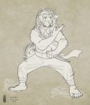  anthro clothed clothing fighting_stance kaviraj_kesar knife male mulefoot rhos solo tibetan_mastiff topless 