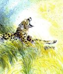  2010 ambiguous_gender black_nose cheetah fangs feline feral fur grass kenket lying mammal open_mouth solo spots spotted_fur 