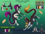 4:3 cookie duo equis_universe female feral fluffy food fur hi_res horn humor joke ki'rinaes male model_sheet open_mouth pawpads paws steven_saidon sunny_way sunny_way_(character) tongue tongue_out