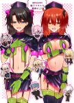  4boys 5girls @_@ alternate_costume artoria_caster_(fate) artoria_caster_(swimsuit_berserker)_(first_ascension)_(fate) artoria_pendragon_(fate) bikini black_hair black_hat black_skirt blonde_hair blue_eyes blush breasts chibi commentary_request cosplay crossdressing crossdressing_(mtf) cup dark-skinned_male dark_skin embarrassed fate/grand_order fate_(series) florence_nightingale_(fate) florence_nightingale_(trick_or_treatment)_(fate) florence_nightingale_(trick_or_treatment)_(fate)_(cosplay) fujimaru_ritsuka_(female) fujimaru_ritsuka_(male) green_bikini green_eyes grey_hair hair_ribbon hat highres holding holding_cup indra_(fate) large_breasts lilith_(fate) long_hair medium_hair morgan_le_fay_(fate) multiple_boys multiple_girls navel open_mouth orange_eyes pulling_own_clothes purple_eyes purple_hair purple_ribbon red_hair ribbon saitou_hajime_(fate) short_hair skirt spit_take spitting standing sunglasses swimsuit tezcatlipoca_(fate) tezcatlipoca_(first_ascension)_(fate) tt_hmx twintails white_hair 