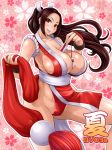  areola_slip areolae breasts brown_hair curvy fan fatal_fury kechin_(oreteki18kin) large_breasts long_hair ninja shiranui_mai 