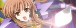  1girl 2000s_(style) :o angry bodysuit brown_eyes brown_hair game_asset holding holding_sword holding_weapon lady_lily long_hair magical_girl mahou_senshi_(series) mahou_senshi_lemmtear_knights non-web_source official_art open_mouth ponytail saitou_natsuki self-datamine solo sword v-shaped_eyebrows variant_set visual_novel_cg weapon yurise_ririna 