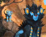  2014 3_toes ambiguous_gender kenket luxray nintendo outside pok&eacute;mon pok&eacute;mon_(species) red_nose solo teeth toes traditional_media_(artwork) tree video_games whiskers yellow_eyes 