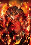 demon demon_boy embers fangs fire highres horns no_humans official_art official_style overlord_(maruyama) smoke so-bin 