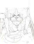  anthro anus bedroom buizel butt clitoris clothed clothing female happy line_art looking_at_viewer lying nintendo nipples on_back partially_clothed pencil_(artwork)general:breasts pok&eacute;mon pok&eacute;mon_(species) pussy solo spread_legs spreading thedragonairartist video_games 