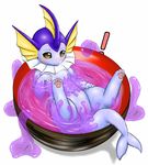  ! black_sclera blush ditto fuddy furry navel no_humans open_mouth pawpads pokemon pussy simple_background vaporeon 