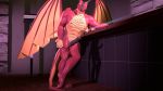  2018 3d_(artwork) anthro balls bar biceps black_balls black_claws black_penis claws digital_media_(artwork) dragon erection feet hi_res horn humanoid_penis inside looking_at_viewer male muscular muscular_male nipples nude pecs penis plantigrade scales scalie smile solo source_filmmaker standing try_it_out wings 