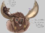  2018 ambiguous_gender anthro blizzard_entertainment bovine breasts canine chest_tuft cute dialogue digital_media_(artwork) duo enster_(artist) female fur gnome grin hair happy hi_res highmountain_tauren horn humanoid male mammal markings neck_tuft nude open_mouth simple_background smile tagme tauren text trefoils_(character) tuft video_games warcraft were werewolf white_background worgen 