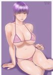  1girl ayane_(doa) bikini breasts dead_or_alive huge_breasts purple_hair solo swimsuit 