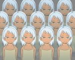  blue_hair clone dark_skin female multiple_girls original satsuyo smile 