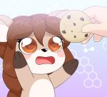  &lt;3 &lt;3_eyes 2016 alfa995 brown_eyes brown_hair cervine chibi cookie cute digital_media_(artwork) doe_(alfa995) duo female food hair long_hair mammal solo_focus 