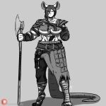  2018 abs anthro axe big_breasts breasts clothed clothing female for_honor fur greyscale hair holding_object holding_weapon looking_at_viewer mammal masamaki melee_weapon missing_arm monochrome mouse muscular muscular_female rodent simple_background sketch solo standing teeth under_boob video_games weapon 