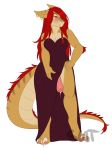  akita(theretto) anthro breasts crazybear dickgirl hair intersex lizard penis red_hair reptile rykar scalie simple_background solo white_background 