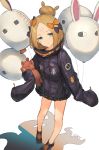  :&lt; abigail_williams_(fate/grand_order) balloon bangs black_bow black_footwear black_jacket blonde_hair blue_eyes blush bow closed_mouth commentary_request fate/grand_order fate_(series) hair_bow hair_bun head_tilt heroic_spirit_traveling_outfit highres holding holding_balloon jacket kotoribako long_hair long_sleeves looking_at_viewer medjed object_hug orange_bow parted_bangs polka_dot polka_dot_bow shoes signature sleeves_past_fingers sleeves_past_wrists solo standing stuffed_animal stuffed_toy teddy_bear tentacles white_background 