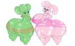  2018 anais_watterson anthro big_breasts big_butt breasts butt carmen_(tawog) cartoon_network duo dxoz female lagomorph looking_at_viewer mammal nipples nude open_mouth plant rabbit simple_background the_amazing_world_of_gumball thick_thighs wide_hips 