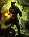  2018 anthro bram_sels feline lord_windgrace magic_the_gathering male mammal official_art panther signature solo weapon 