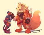  arcanine bound bulge clothed clothing duo erection erection_under_clothes ginkko incineroar male male/male muscular nintendo partially_clothed pok&eacute;mon pok&eacute;mon_(species) video_games 