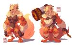  anthro arcanine bulge clothed clothing ginkko male muscular nintendo partially_clothed pok&eacute;mon pok&eacute;mon_(species) pok&eacute;morph simple_background solo video_games 