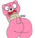  bear big_butt bottomless bubble_butt butt butt_focus butt_jiggle butt_slap cartoon_network clothed clothing jiggle male mammal mowdown presenting shirt simple_background slap smack smile solo spanking t-shirt taunting the_amazing_world_of_gumball white_background 