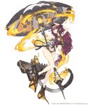  bracelet braid breasts container dorothy_(sinoalice) eyebrows_visible_through_hair flippers full_body glasses hair_ornament hairclip jewelry ji_no large_breasts long_hair messy_hair official_art parasol purple_hair sinoalice snorkel solo swimsuit umbrella white_background 