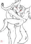 anal anthro antlers blush bottomless canine chest_tuft clothed clothing cum cum_inside duo eye_scar fur hair hare horn internal invalid_tag jackalope lagomorph long_ears male male/male mammal monochrome nude partially_clothed penetration penis scar shirt standing sweat tongue tongue_out tuft unknown_artist volstiv wolf 