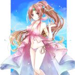  bikini brown_eyes brown_hair circlet closed_mouth commentary_request fire_emblem fire_emblem:_monshou_no_nazo fire_emblem_heroes hair_ornament linda_(fire_emblem) long_hair navel pink_bikini ponytail solo standing star star_hair_ornament swimsuit very_long_hair yuyu_(spika) 