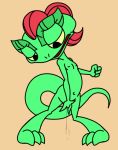  anthro chameleon dreamworks female hair lizard lizzie masturbation navel nipples nude open_mouth pussy pussy_juice red_hair reptile scalie solo standing unknown_artist young 