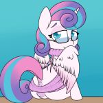  &lt;3 &lt;3_eyes 2017 9volt adorkable aged_up animal_genitalia animal_pussy anus bedroom_eyes blue_background blue_eyes blue_hair butt clothed clothing cute dock equine equine_pussy eyebrows eyelashes eyewear feathers female feral flurry_heart_(mlp) friendship_is_magic glasses hair half-closed_eyes hooves horn ineffective_clothing looking_at_viewer looking_back mammal multicolored_hair my_little_pony pink_feathers puffy_anus purple_hair pussy rear_view seductive simple_background sitting smile solo sweater two_tone_hair virgin_killer_sweater winged_unicorn wings 