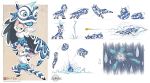  2016 all_fours blue_eyes chinese_clothing chinese_zodiac clothed clothing concept_art costume dragon duo eastern_dragon fao_(zodihavoc) fei_(zodihavoc) female feral horn improvised_weapon lightning loupgarou mammal melee_weapon model_sheet mouse on_shoulders pink_eyes rodent standing water weapon zodihavoc_(loupgarou) 