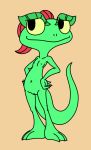  anthro chameleon dreamworks female hair hands_on_hips lizard lizzie navel nipples nude pussy red_hair reptile scalie solo standing unknown_artist young 