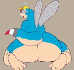  arthropod bridgie_the_heligator_(character) butt canine dinosaur dragonfly fox goblinhordestudios goblinhordestudios_(artist) heligator hi_res hybrid insect k9wolf k9wolf_(artist) kangaroo male mammal marsupial overweight the_dreamstone wings 