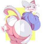  anthro big_breasts big_butt blush breasts butt butt_grab cat clothing disembodied_hand feline female fur grey_fur hand_on_butt hi_res hoodie huge_breasts huge_butt mammal thick_thighs trinity-fate62 wide_hips 