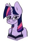  2018 anthro blush breasts colored_sketch equine eyewear friendship_is_magic glasses hair horn horse invalid_color mammal multicolored_hair my_little_pony nightgown nipples pony sketch spottyfreak twilight_sparkle_(mlp) 
