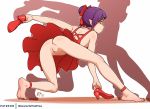  1girl anus ass barefoot dress feet frilled_skirt frills gegege_no_kitarou highres nekomusume no_panties noise_tanker pussy shoes_removed skirt soles solo toes uncensored upskirt wind wind_lift 