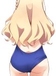  absurdres ass blonde_hair commentary_request facing_away from_behind high_school_fleet highres kapatarou long_hair one-piece_swimsuit solo swimsuit thigh_gap thighs white_background wilhelmina_braunschweig_ingenohl_friedeburg 
