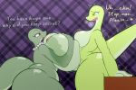  2018 anthro big_breasts breasts butt daughter dialogue dickgirl dickgirl/female duo english_text female grace_(sssonic2) huge_breasts incest intersex intersex/female jewelry joy_(sssonic2) k--10 lizard mother mother_and_daughter necklace non-mammal_breasts open_mouth parent reptile scalie sex text thick_thighs titfuck 